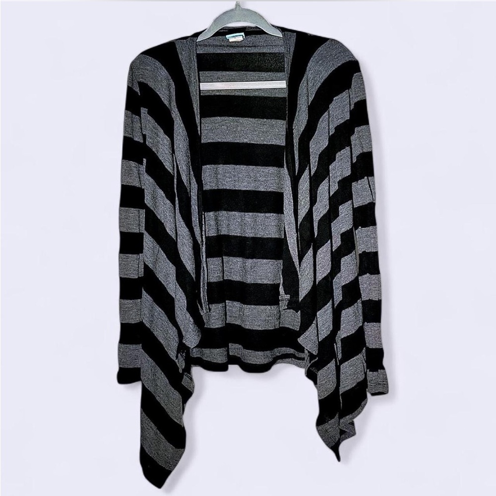 h.i.p. Black and Gray Waterfall Cardigan Sweater